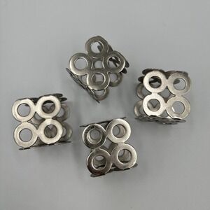 Napkin Rings Metal Set Of 4 Square Shape Geometric Circle Cutout Design Modern